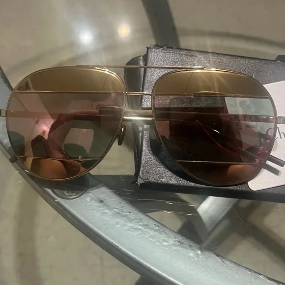 Dior Gold Frame Mirror Sunglasses with Pink Tint Dior Gold Frame Mirror Sunglasses with Pink Tint - www  main image 3